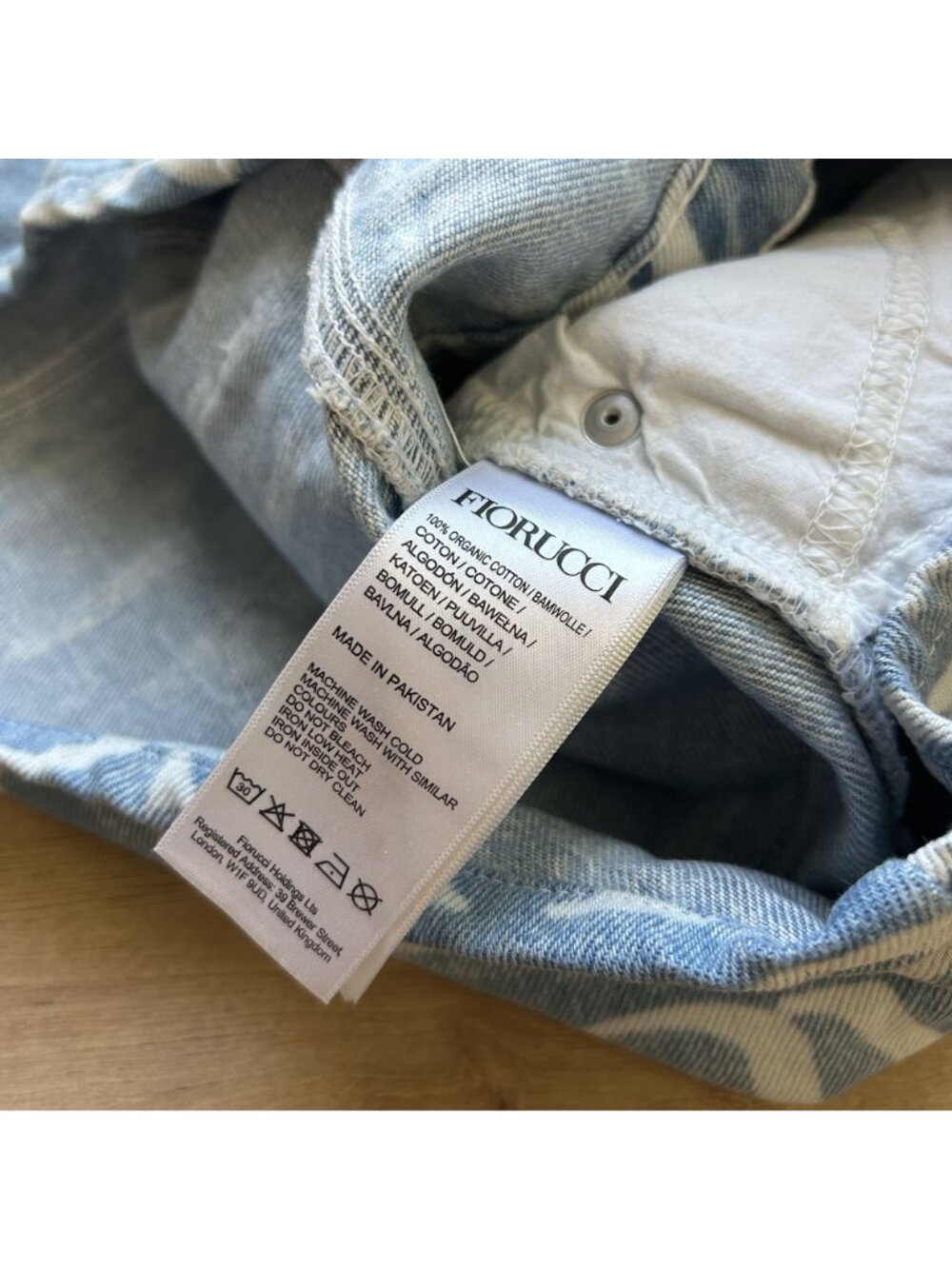 Fiorucci Light Vintage Blue Denim Monogram Pattern Mini Skirt Women's Size Large - Picture 6 of 6
